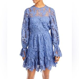 Aqua Long Sleeve Blue Lace Dress